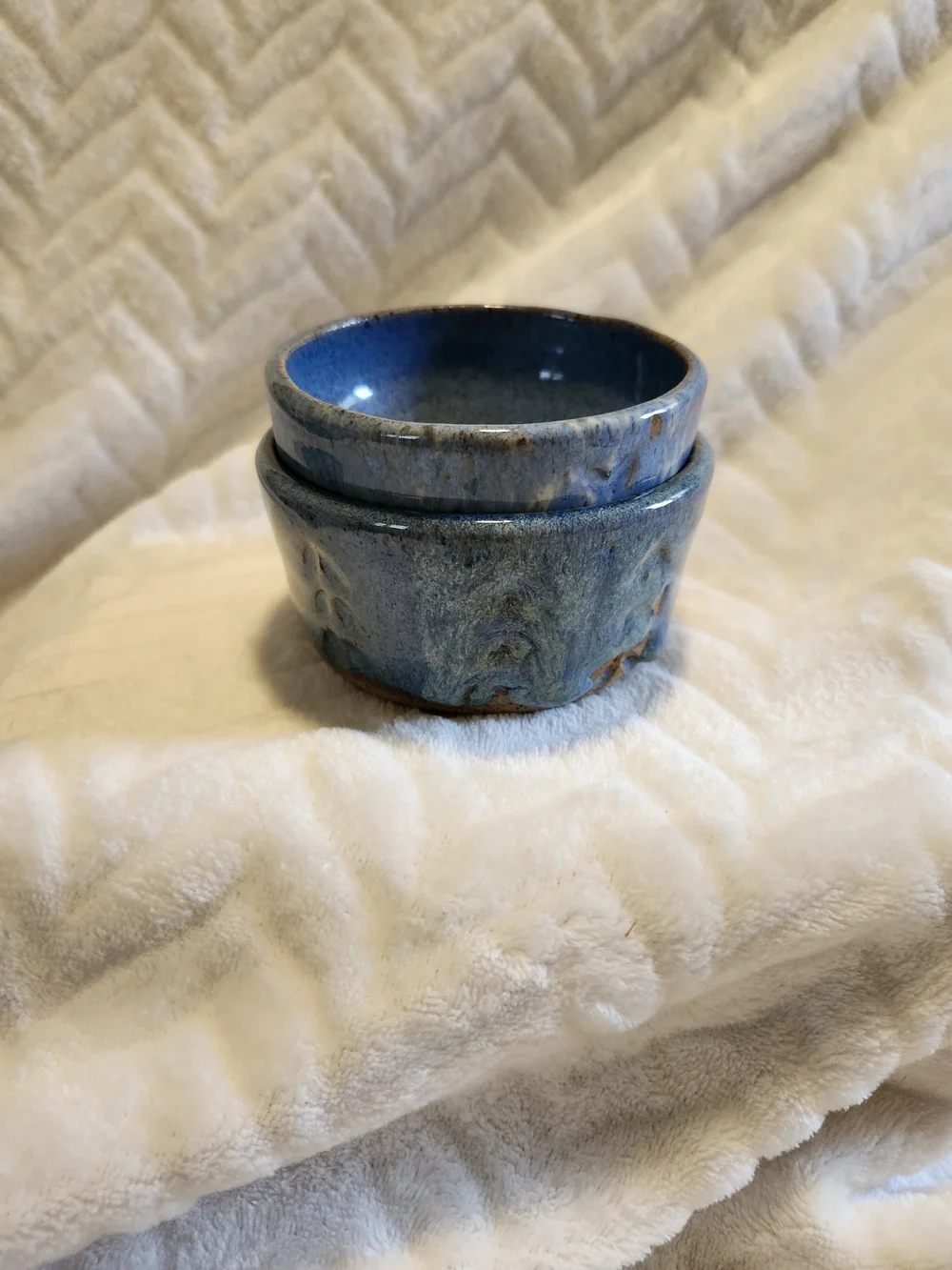 Handmade Blue Ceramic Nesting Bowls - Set of 2